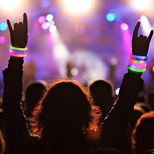 AUAUY 16 Stück LED Leuchtarmbänder Blinkende Armbänder in der Dunkelheit Party Zubehör Glowstick Armband, Beleuchtendes Spielzeug für Geburtstagsparty Geschenke, Armreif für Kinder Erwachsene