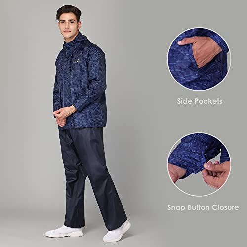 Image of THE CLOWNFISH Men's Standard Lenth Waterproof Polyester Double Coating Reversible Raincoat With Hood And Reflector Logo At Back