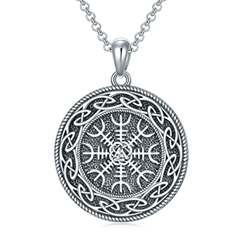 ROMANTICWORK Collier Viking Noeud Celtique en Argent Sterling Pendentif ViKing Runes Aegishjalmur Nordique Mythologie Amulette Bijoux Cadeaux pour Homme Femme Cover