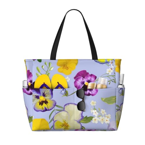 Sac de plage fleurs de pensée le doux parfum des vacances à votre épaule