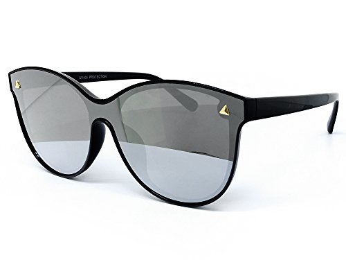 7123 Oversize Wraparound Semi-Rimless Shield Lens Womens Mens Sunglasses (Semi-Rimless, SILVER)4