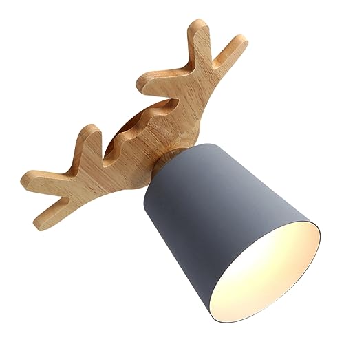 Plafonnier en bois de cerf, éclairage intérieur créatif et moderne gris SEWACC