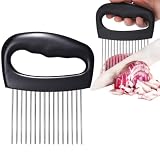 JAYVAR Extra-Large Onion Holder for Slicing, 304 Stainless Steel Onion Cutter Vegetable Chopper, Extra-Large Tomato Slicer with 16 Long Needles, Potato Slicer, Meat Tenderizer, Food Slicing Guide