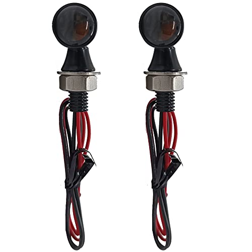 Lenjiemt Motorcycle Led Turn Signal Lights Super Mini Metal Bullet Indicators Smoke Projection Lens Amber Lights For Chopper Bobber Cafe Racer Black #TOP3
