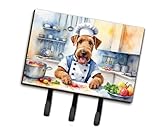 Caroline's Treasures Airedale Terrier The Chef Leash or Key Holder Wall Hooks, Key Hooks Holder, Coat Rack Wall Mount, Coat Hooks, Hooks for Hanging Keys, Towels, Aprons, Leashes