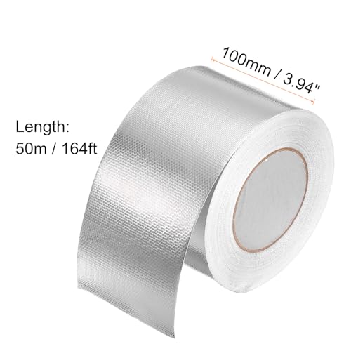 Image of HARFINGTON 5pcs Heat Shield Tape 3.94 inch x 164 Ft Waterproof Sunscreen Sound Insulation High-Temperature Resistance Silver Aluminum Tape Thickness for Automotive Repairs