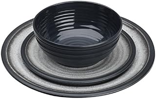 Flamefield GG0112 Granite 12 Piece Melamine Dining Set - Grey