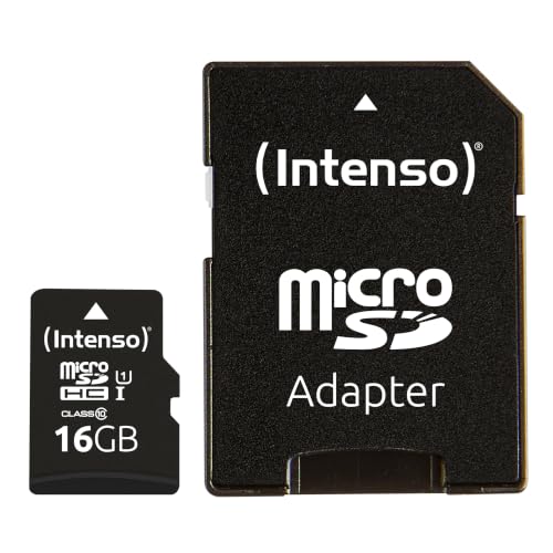 Intenso Premium microSDHC 16GB Class 10 UHS-I Speicherkarte inkl. SD-Adapter (bis zu 90 MB/s) schwarz