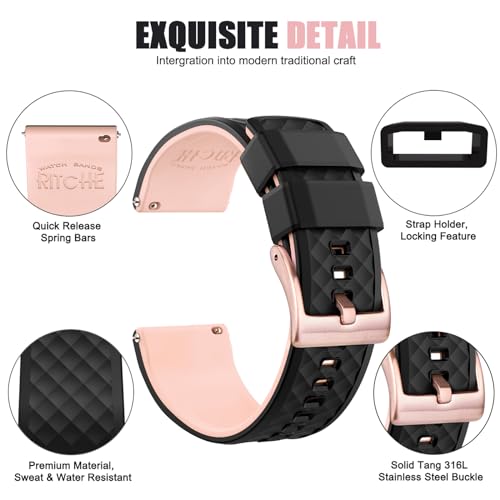 Image of Ritche Christmas Gift Silicone Watch Bands 18mm 20mm 22mm 24mm Quick Release Rubber Watch Bands for Men, White Elephant Gifts, Stocking Stuffers For Men