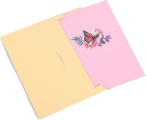 Miniatura 3 de yaartz Tarjeta de felicitación 3D desplegable con sobre y etiqueta de notas, tarjeta para todas las ocasiones, tarjeta de mariposa, azul