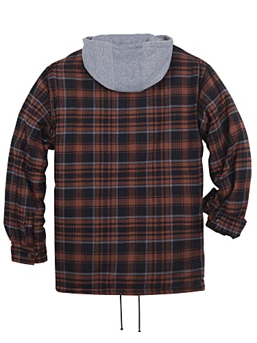 Image of COEVALS CLUB Men's Flannel Shacket Casual Button Snap Sherpa Quilted Lined Premium Jacket Shirts