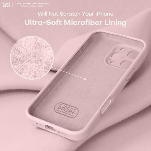 Image of LOVE 3000 Designed for iPhone 16 Pro Max Case, Premium Silicone with [Soft Anti-Scratch Microfiber Lining] Shockproof Protective Phone Case for Holsters 6.9 inch, Chalk Pink