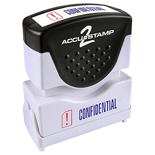 Accu-Stamp2 Message Stamp With Shutter, 2-Color, Confidential, 1-5/8" X 1/2" Impression, Pre-Ink, Blue And Red Ink (035536) #TOP27
