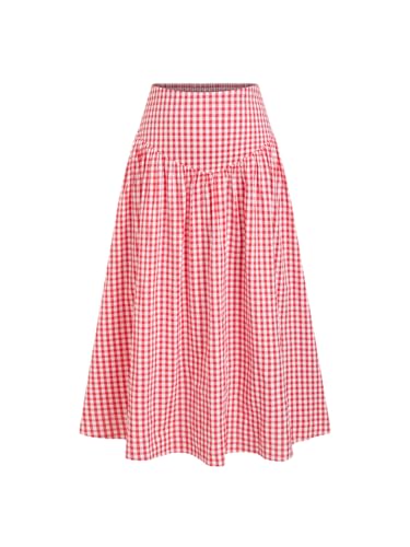 CIDER Gingham Maxi Skirts for Women A Line High...