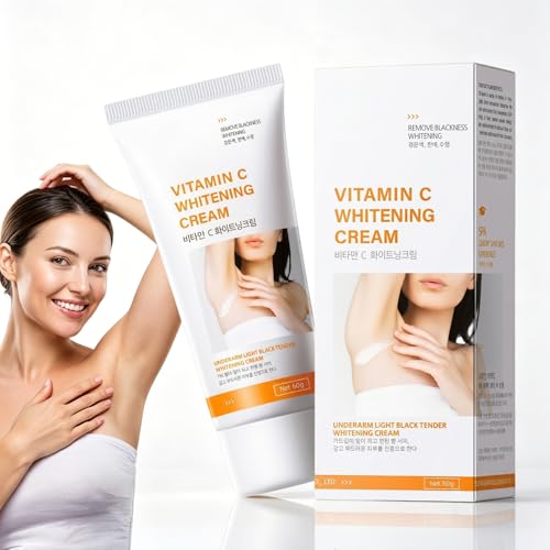 Crema Blanqueadora 60g para Axilas, Cuello, Codos y Rodillas, con Niacinamida, Vitamina C y E, Textura Ligera, Crema Despigmentante Corporal para Mujer