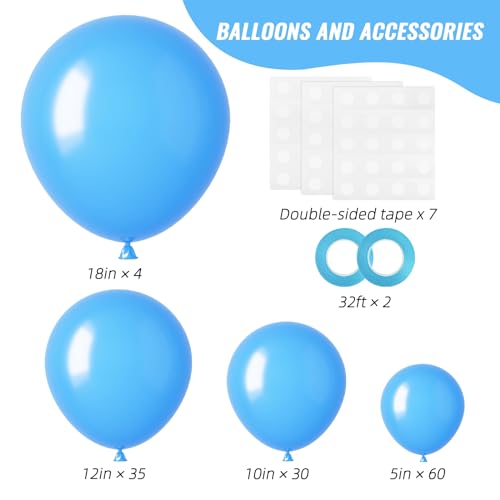 RUBFAC 129pcs Light Blue Balloons Different Sizes 18 12 10 5 Inch for Garland Arch, Blue Balloons for Birthday Gender Reveal Baby Shower Sky Blue Balloons Party Decoration - 3