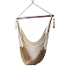 Sunnydaze Hanging Caribbean Extra Large Hammock Chair, Soft-Spun Polyester Rope, 40 Inch Wide Seat, Max Weight: 300 Pounds, Tan