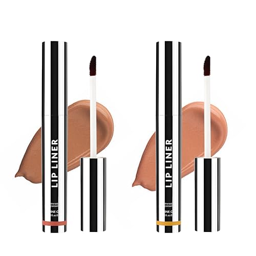 Lápiz labial desprendible,tatuaje de lápiz desprendible y mancha labial desprendible de larga duración.Enriquecido con ácido hialurónico y vitamina E(Marrón oscuro + Marrón claro)