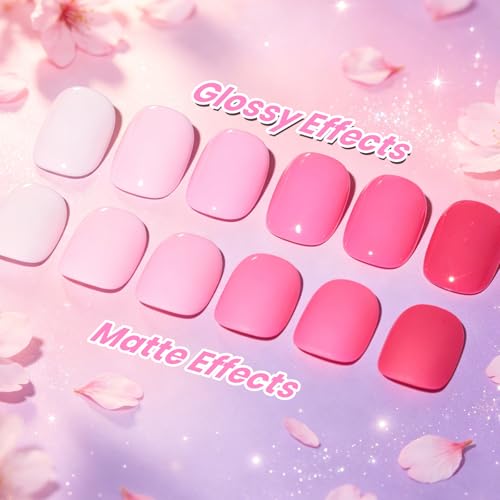 Image of Beetles Pink Gel Polish Set - Romance in Air Collection, 15ml Full Size Bright Hot Pink Gel Polish Kit Natural French Nude Soak Off Gel Nail Kit for Beginners, Salon Quality, Long Lasting