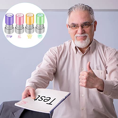 Leinuosen 8 Packs Teacher Stamps Self Inking Grading Motivational Encouraging Stamp for Teachers Appreciation Gift Classroom Homework Test Students Behavior Reward Signature Multicolor(Cute)
