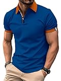 seiveini Hombre Polo de Manga Corta Regular Fit Polo de Golf Hombres Polo de Verano Ligero Transpirable Polo Camisas con Botones Casual Sport Básico Tops Polo Camiseta A Azul Oscuro XL
