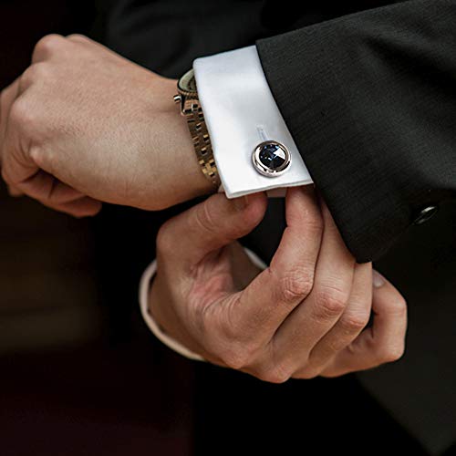 Merit Ocean Mens Cufflinks Elegant Style Cuff Link Super Shiny Swarovski Navy Blue Crystal Circular Cufflinks With Gift Box #TOP6