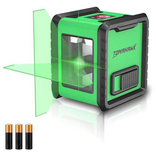 TOMAHAWK® TLC-2315-2 Line laser leveller | Compact 2 Green Line Laser Level - 98ft Green Cross Self-Levelling Laser Line for Construction | Heavy Duty