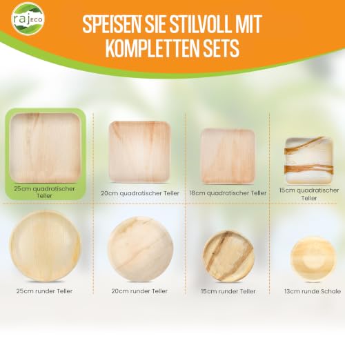 Raj Palmblatt Teller [250-Stuck] - 25 cm Quadratische | Umweltfreundliche – Ansicht 4