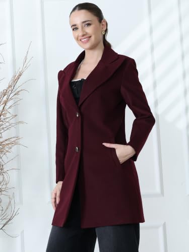 Image of PLAGG Women's Notched Lapel Long Overcoat
