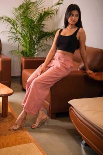 Image of Women Airy Linen Wide Leg Pants | High Waist Casual Summer Trousers | Lightweight Breathable Palazzo Pants BPWLCB01 PRT