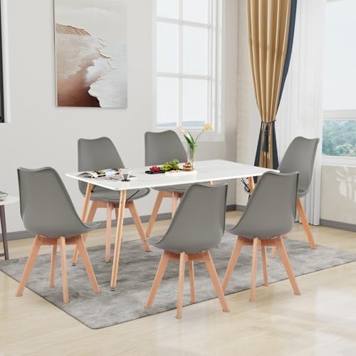 H.J WeDoo Esszimmergruppe Esstisch mit 6 Stühlen Essgrupp, Rechteckig Küchentisch und 6er Set Esszimmerstühle Sitzgruppe für Wohnzimmer Küche Büro(140x80cm Tisch+6 Grau Stühle) H.J WeDoo Esszimmergruppe Esstisch mit 6 Stühlen Essgrupp, Rechteckig Küchentisch und 6er Set Esszimmerstühle Sitzgruppe für Wohnzimmer Küche Büro(140x80cm Tisch+6 Grau Stühle)