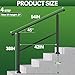 ORWOD 4-Step Outdoor Stair Handrail Kit, Heavy Duty Aluminum Alloy Adjustable Height with Powder Coated Black Metal Finish Complete Installation Hardware & Tools Included for Concrete Porch Deck Brick