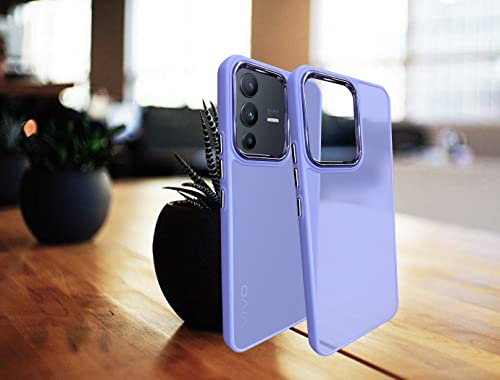 Image of A rtistque Frosted Translucent Back Cover Case for Vivo V23 5G | Electroplated Chrome Ring | Raised Camera Edges for Protection | Smooth Sides TPU - Purple