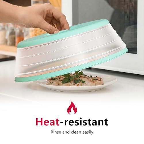 Image of WVM Microwave Splatter Cover Vented for Food with Hook Hole, Splatter Guard & Colander Kitchen Gadget for Food, Meal Prep, Mint Green, M(11 inchx3.26 inch)-Pack of 1
