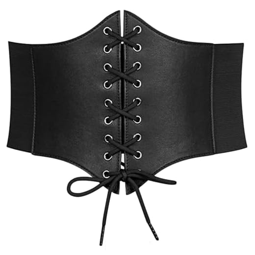 AISOO Corset élastique large pour femme et fille Ceinture pour Femme à Lacets Attachée Vintage en Cuir PU Corset Cadeaux pour Ceinture Corset Noir Taille unique