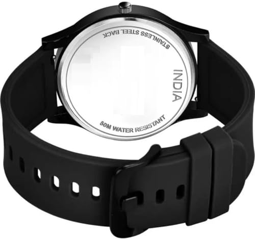 Image of Acnos Ultra-Light Minimal Black Analog Watch Minimalist Design, Rubber Strap, Business Casual