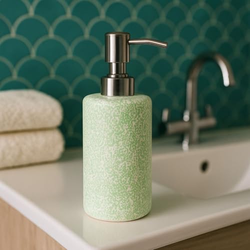 Image of Ceramic Soap Dispenser 330ml (Set of 1) | Multipurpose Liquid Soap, Lotion & Hand Wash Pump Bottle for Bathroom & Kitchen | Green Chemical Design