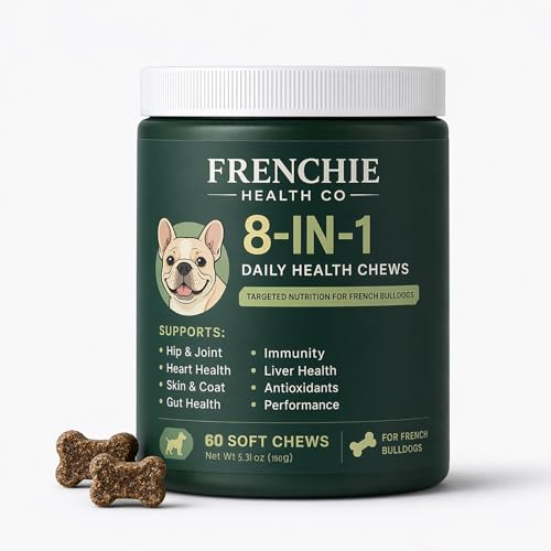 Frenchie Health Co 8-in-1 Daily Health Chews 60 Count Dog Daily Wellness Chews Soft Chew Treats for Dogs French Bulldog Daily Formula