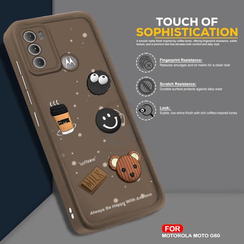 Image of AESTMO Back Case Cover for Moto G60 / G40 Fusion Cover | Cute Fun Cartoon 3D Ball | Coffee Silicone Case | Full Body Protection | Camera Protection Back Cover for Moto G60 / G40 Fusion (Brown)