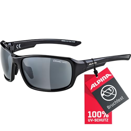 ALPINA LYRON - Verspiegelte und Bruchsichere Sport- & Fahrradbrille Mit 100% UV-Schutz Für Erwachsene, black-grey gloss, One Size