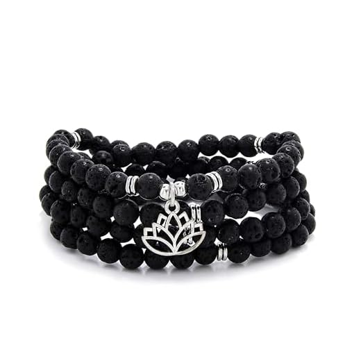 Colar Japa Mala de 6 mm, Pulseira de 108 contas Mala feita à mão com pingente de lótus para homens ou mulheres, Pedra preciosa, Sem Pedra Preciosa
