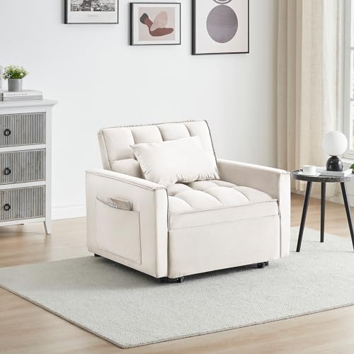 Sillón plegable terciopelo blanco cremoso miniatura 3