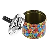 KOMBIUDA Automatischer Edelstahl aschenbecher mit Drehbarem Deckel Selbstlöschend Stabil und Bruchsicher Eleganter Tischaschenbecher für Desktop Sicherer Zigaretten glutkiller Dekoratives