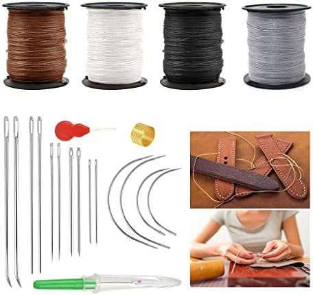 Heavy Duty Upholstery Thread and Needles for Hand Sewing, Leather Upholstery Repair Kit Including Extra Strong Nylon Thread, Heavy Duty Hand Needles, Thread Unpicker, Seam Ripper and Sewing Thimble