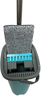 Flat Head Microfibre Mop and Bucket Set with Stainless Steel handle, Innovative Twin Chamber Bucket for WET & DRY use. Compact for an Easy Storage Solution, Suitable for all Floor Types (Blue)