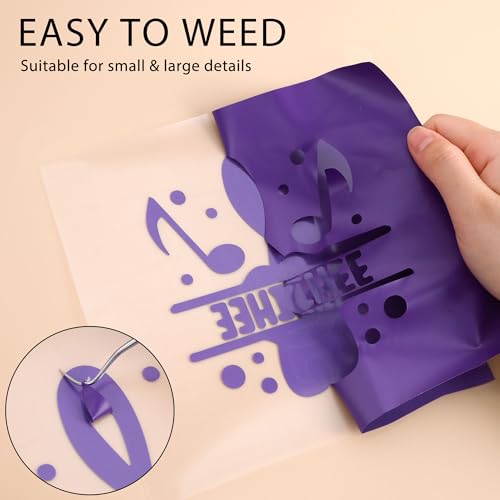 Image of HTVVETUR Purple HTV Iron on Vinyl 12Inch by 35ft Roll HTV Heat Transfer Vinyl for T-Shirt HTV Rolls for All Cutter Machine - Easy to Cut & Weed (35ft, Purple)