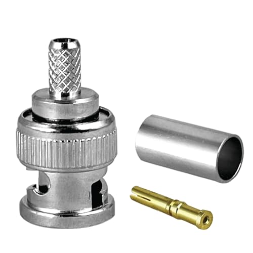 Image of MX Male BNC Plug with Female Pin Crimping Type Reverse Polarity for RG-58 Ideal for analog composite video and digital video interconnects on commercial video devices