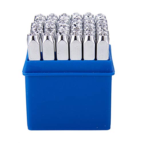 BENECREAT 36 Pack(5 mm 3/16 ') Sellos de letras y números Herramientas Estampadas de Metal Perforado - Material de Acero de Carbono Duro Galvanizado para Perforación Metal, Joyería, Cuero