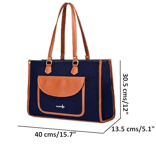 Image of K London Stylish Women's Office Bag - Canvas Laptop Tote for Professional & Casual Work Use | Spacious, Durable and Elegant Crossbody bag | Handbag | 15 inch Laptop (2312 Parent)