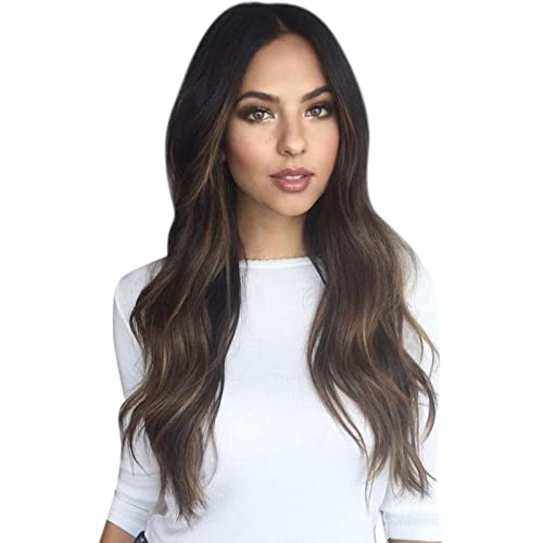 Vivien Brown Sew in Weft Hair 20 Inch Darkest Brown to Ash Brown and Brown Balayage Hair Extensions Sew in Ombre Soft Weft Extensions Human Hair 100 Grams